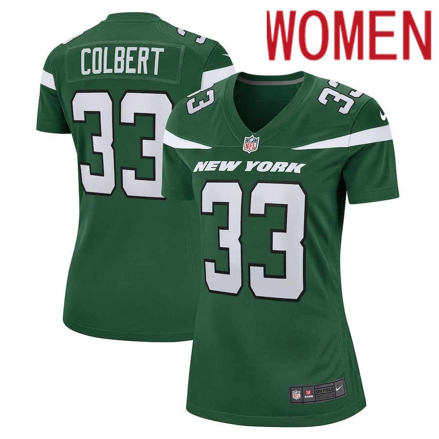 Women New York Jets #33 Adrian Colbert Nike Gotham Green Game NFL Jersey->women nfl jersey->Women Jersey